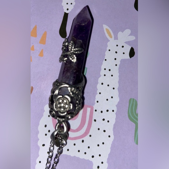 Amethyst Wrapped w/Silver Pendant & Necklace- Hand Made Mystical Healing Crystal - Picture 16 of 16